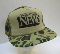 Fishing &amp; Hunting News Vtg Camo Trucker snap mesh back camouflage cap hat - £14.84 GBP