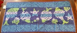 Vintage Strand Small Beach Towel 49&quot;x23.5&quot; 100% Cotton Sea Shell Fish St... - $23.17
