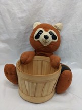 Avon Racoon Holding A Wicker Basket Stuffed Animal Plush 8" - $29.69