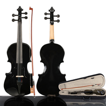 New 3/4 Acoustic Violin Case Bow Rosin Black - $79.99