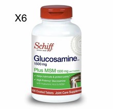X6 Schiff Glucosamine Plus MSM 150 Coated Tablets Ea Milk-Free Exp 7/24 - £62.92 GBP