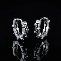 Men&#39;s Gothic Punk Rock Silver Round Small Huggie Hoop Earrings Surgical Steel - £9.51 GBP