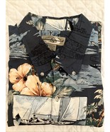 HOOK &amp; TACKLE Men’s Hawaiian Shirt Fish Fishing Sailboats Hibiscus Size ... - $14.85
