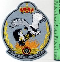 Vintage Belgian Air Force &quot;Fortune Favors The Brave&quot; Large Embroidered Patch - £9.67 GBP