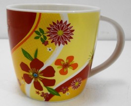 Starbucks Coffee 2007 Red Yellow Floral Mug Cup 15 oz Tea Cocoa - £16.03 GBP