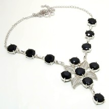 Black Spinel Round Shape Handmade Fashion Ethnic Necklace Jewelry 18&quot; SA... - £7.24 GBP