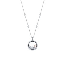 CZ By the Yard w/ RG Floating Heart &amp; Round CZ&#39;s in a Disc Necklace - £91.40 GBP