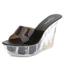 Shuzumiao Wedge Heel Women Slippers Summer Women&#39;s Shoes Sandals Crystal Petal S - £44.31 GBP