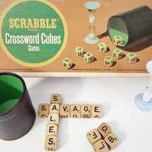 1964 Scrabble Crossword Cubes Antique Word Game Wood Dice Complete BGS - $30.98
