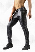 New Men Real Leather Pants Genuine Soft Lambskin Biker Trouser 03 - £196.58 GBP