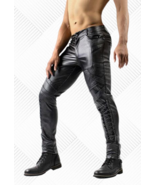 New Men Real Leather Pants Genuine Soft Lambskin Biker Trouser 03 - £198.10 GBP