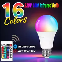 RGBW 4-Color LED Bulb with Remote – RGB + Cool White Lighting (220V) - $8.90