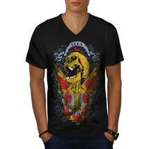 Guns And Roses Skull Shirt Music Hero Men V-Neck T-shirt - $12.99