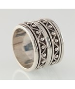 Wide Double Spinner Sterling Silver Band Ring Size 7.5 - €199,04 EUR