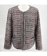 Talbots Size 12 Multicolor Tweed Blazer Fringe Trim Hook Closure Lined P... - $47.41