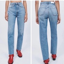 NEW RE/DONE 70s Ultra High Rise Stove Pipe Button Fly Jeans Size 32 - £97.21 GBP