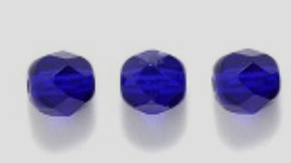 6mm Fire Polish, Transparent Cobalt, Czech Glass Beads 50 dk blue - $1.75