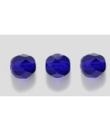 6mm Fire Polish, Transparent Cobalt, Czech Glass Beads 50 dk blue - $2.42 CAD