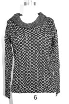 VTG 1960s Black Silver Metallic Orlon Sweater Boat Neck Geo NOS Deadstock L - $64.30
