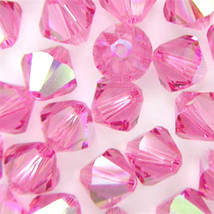 6mm Rose AB Swarovski Xilion Beads, 5328, 72 pink glass bicone - $13.00