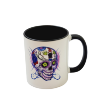 Blue Diamond Sugar Skull Mug White &amp; Black Ceramic 11 oz Coffee Tea - £7.75 GBP