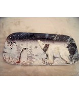 NEW Arctic WINTER POLAR BEAR PENGUIN Melamine PLATE Rectangle 14 1/2&quot;  H... - £11.69 GBP