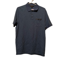 Michael Kors Mens Polo Shirt Blue Heathered Short Sleeve Classic Pocket L New - £19.45 GBP