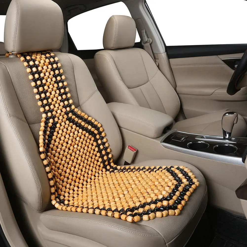 Universal Wood Beaded Car Seat Cushion Relieve Back Pain Discomfort Office Chair - £34.55 GBP