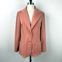 Vtg 70s Ecco Bay Womens Blazer Jacket Medium USA Double Stretch Polyester Mod - £27.22 GBP