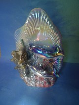 Souvenir Pottery Marine Home Decor Dolphins Shell Sea Life figurine vase glitter - £18.50 GBP