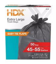 HDX Wave Cut Easy Tie Flaps Extra Large Trash Bags 45-50 Gallon 50 ct - $42.90