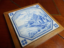 Old blue delft tile framed - £27.25 GBP