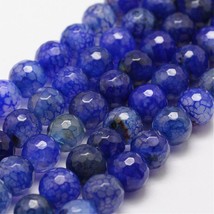 10 Dragon Vein Agate Gemstone Beads 10mm Natural Jewelry Making Supplies Blue - £4.62 GBP