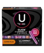 U by Kotex Click Compact Tampons, Super Plus Absorbency Flex Unscented 1... - £7.78 GBP