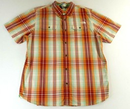 The North Face Orange Red Plaid Short Sleeve Button Front Shirt Mens Siz... - $33.99