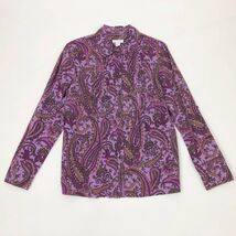 Charter Club Purple Lavender Pintuck Paisley Long Sleeve Blouse Wms 10 - $14.84