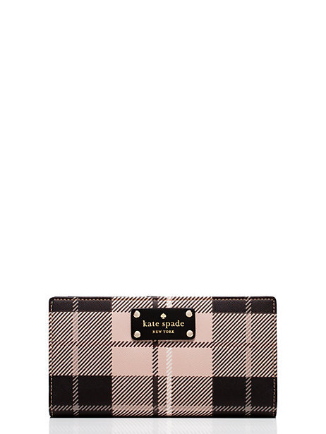 Kate Spade New York Ellison Avenue Stacy Wallet Woodland Plaid Pumice