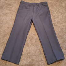 Vintage Wrangler Pants Mens 36x25 Gray Pleated Slacks Polyester Wrancher 82GY - £15.50 GBP