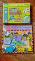 Melissa &amp; Doug Chunky Puzzle Safari Animals + Mideer Things That Go (2 In 1 Game - £16.93 GBP
