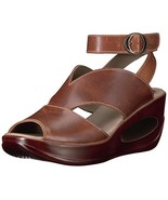 FLY London Women&#39;s Hibo869fly Wedge Sandal Camel Rug 38 EU/7.5-8 M US - $133.44 CAD