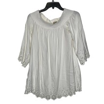 Daniel Cremieux Blouse Top Size Small White With Floral Lace Rayon Womens  - £15.81 GBP