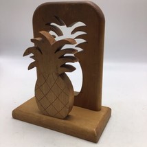 John Dishaw Napkin Holder Pineapple Artisan Hand Made Wood Signed VIntage - $32.33