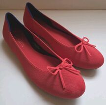 Rothy’s The Ballet Flat Stretch Knit Bow Glamour Red Shoe Slip On Sz 8.5... - €68,18 EUR