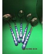 SET OF CERAMIC HANDLE FLATWARE CHRISTMAS DECOR STAINLESS 5 SERVING SET P... - €29,62 EUR