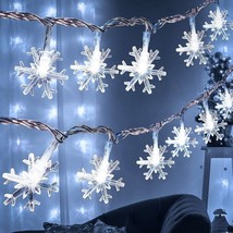 Christmas Lights, 40 LED Snowflake String Fairy Lights for Home, Party - £12.17 GBP