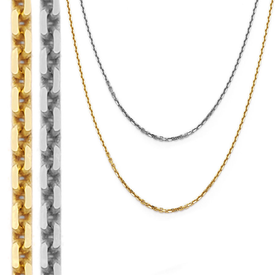 Primary image for 0.92mm 14k Solid Yellow Or White Gold Thin Cable Link Chain Necklace 1133BC