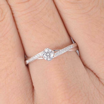 Damen 1Ct Rund Künstlicher Diamant Versprechen Verlobungsring 14K Weiß Vergoldet - £75.41 GBP