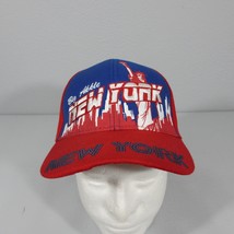 New York City Souvenir Baseball Hat Cap Adjustable Red Blue Skyline Liberty VTG - £17.45 GBP