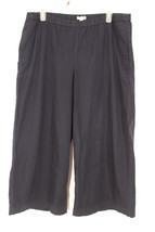 Eileen Fisher L Navy Blue Pull On Wide Leg Organic Cotton Stretch Crop Pants - £34.93 GBP