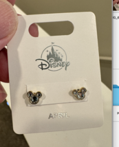 Disney Parks Mickey Mouse Faux Crystal April  Birthstone Earrings Gold Color image 4